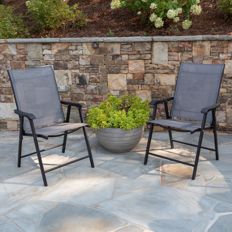 Hedgesville Outdoor Folding Patio Sling Chair / Portable Chair, Grey