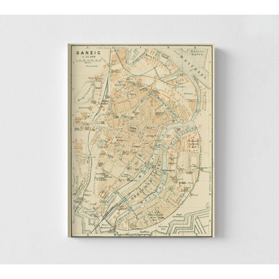 Europe Danzig Gdansk Poland - Baedeker 1914, Antique Gdansk City Map, Old Map Of Gdansk Danzig, Danzig Antique Map House Wall Print