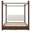 Très grand lit plateforme à baldaquin avec tête de lit tapissier et structure en métal, brun-133231857-133231855