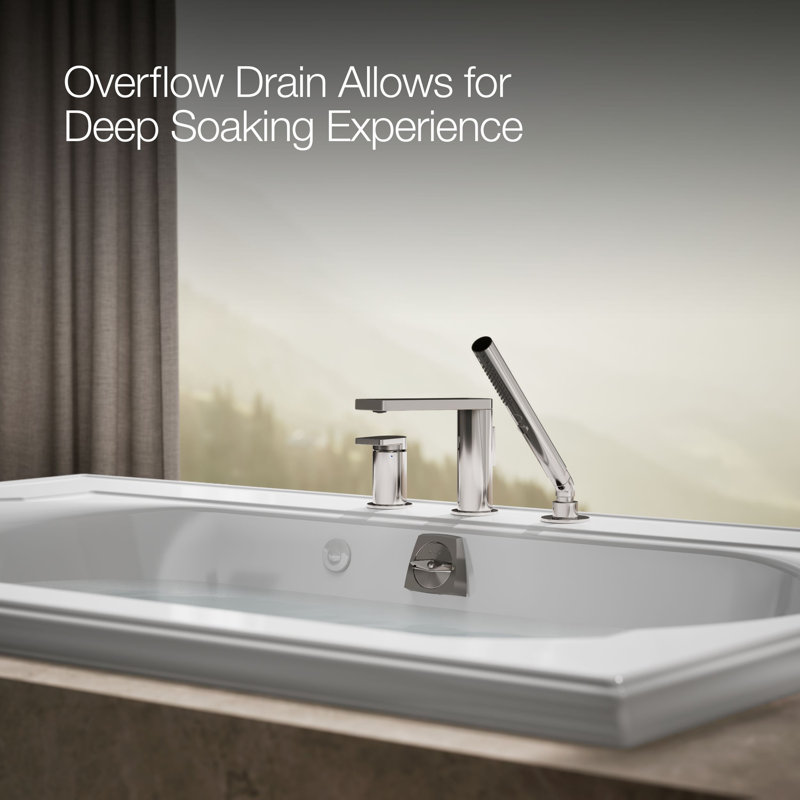Memoirs® 66" x 42" Drop in Whirlpool Acrylic Bathtub with Heater Included, White