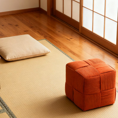 Square Corduroy Foot Rest, Soft And Smooth Feel, High Resilience Foam, Engineered Wood, No Installation Needed For Use Clear Velvet Stripes, Smooth, Wooden Frame, Assembly