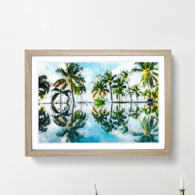 Palm Tree Reflections in Mauritius - Framed Print