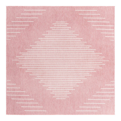 Tapis intérieur / extérieur rayé en polypropylène tissé à la machine en rouge clair