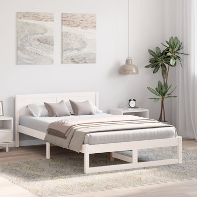 Bed Frame with Headboard Solid Pine Wood