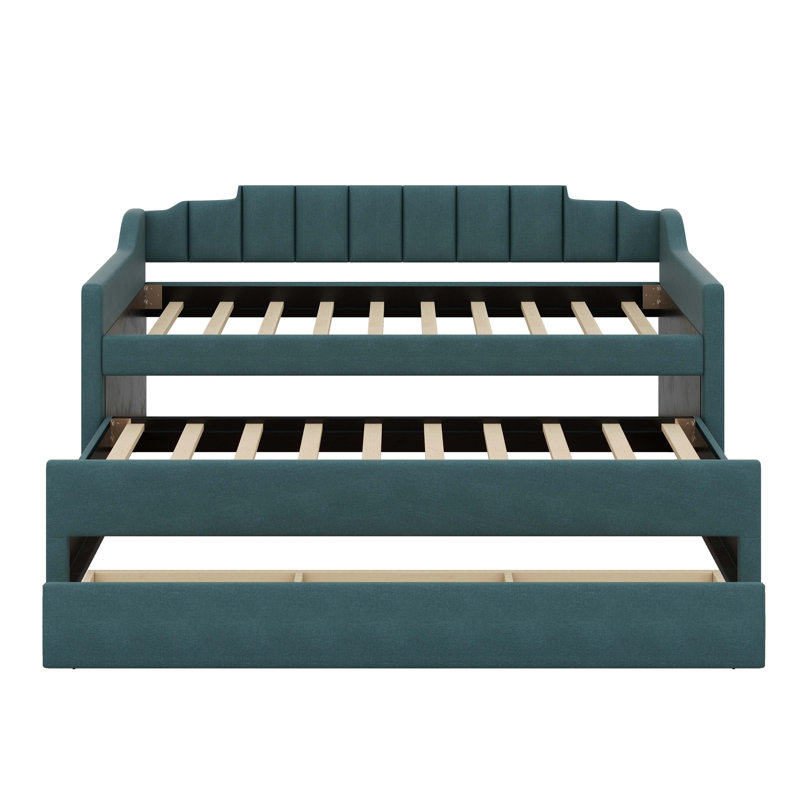Twin Padded Daybed With Trundle & Three Roomy Drawers, Green