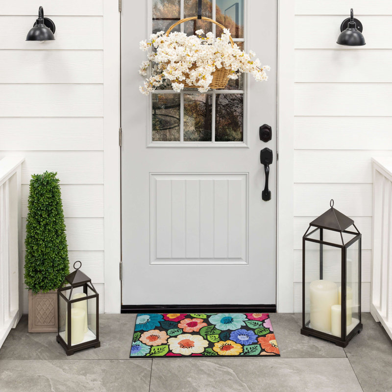Blooms Around Multicolor Floral Outdoor Rubber Door Mat