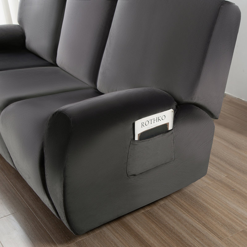 Housse pour canapé à coussins carrés/rectangulaires, Velours gris foncé