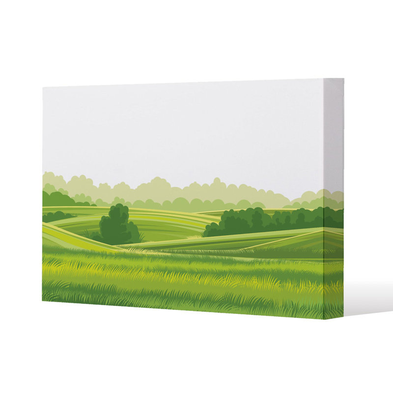 landscape illustration Slim Style Canvas Print, 15mm Slim Real wood., 20 cm H x 30 cm W