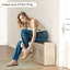 Banc à chaussures avec portes rabattables, banc d'entrée Boho, bois naturel