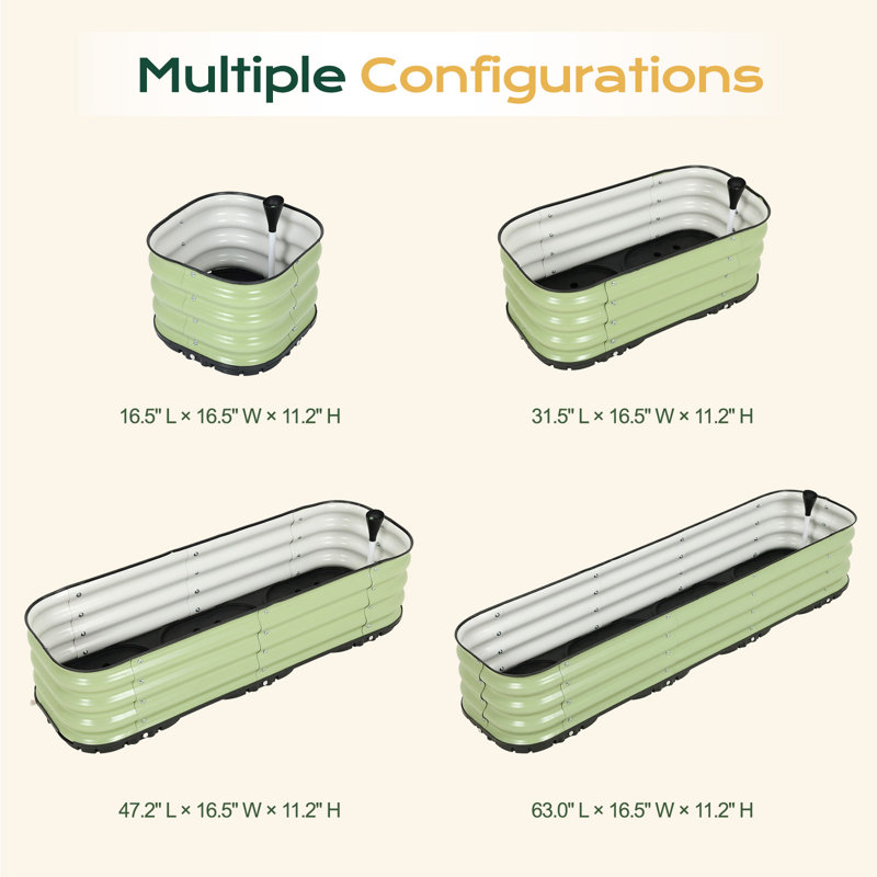  Galvanized Self-Watering Planter Box, Green