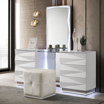 Ensemble de meuble-lavabo blanc avec tiroirs de rangement miroir