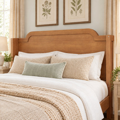 Wood Platform Bed with Headboard and Slat Support