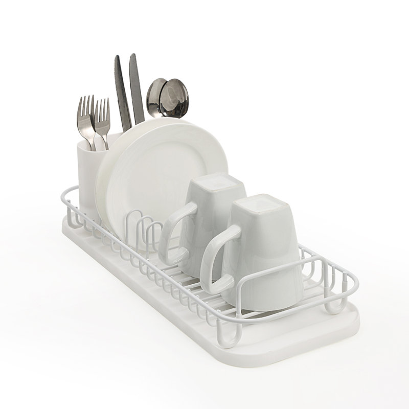 Égouttoir à vaisselle 304 en acier inoxydable 304 avec porte-ustensiles et plateau de drainage amovible Neverrust, Blanc