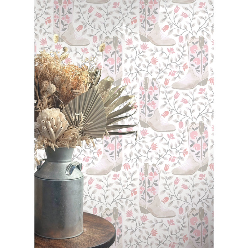 Cowgirl Like Me Peel and Stick Wallpaper, Pink