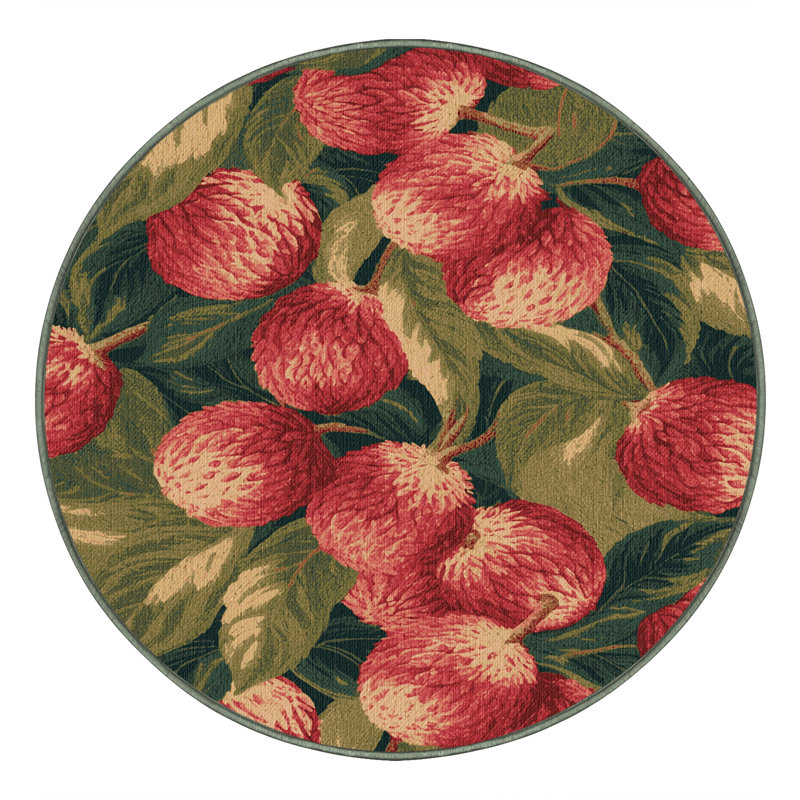 Washable Lychee Fruits Area Rug, Round 5'