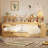 Wooden Twin Size Daybed With Storage Shelves, Multi-Functional Bed With Two Storage Drawers And  Study Desk-1645345127-1645345120
