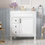 Meuble-lavabo de 30 po avec lavabo en céramique, petite armoire de salle de bain, armoire moderne avec 2 tiroirs et tablette réglable
