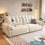 Canapé modulaire en chenille blanc crème