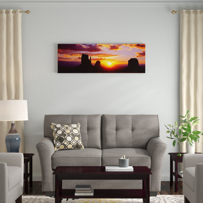 Reproduction de photo sur toile tendue, "silhouette des bouts au coucher du soleil"