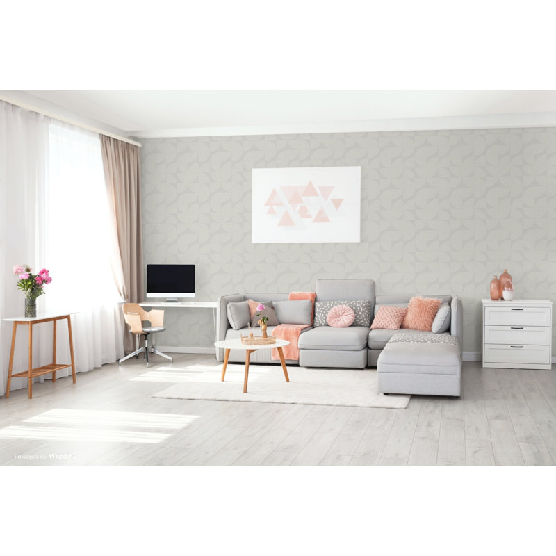 Caleiah 10m x 53cm Satin Paste the Wall Wallpaper Roll, Silver