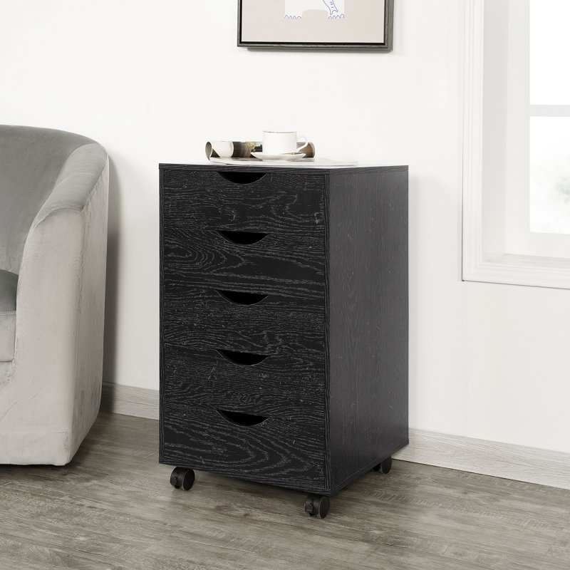 Garysburg 26" 5-Drawer Wooden Filing Cabinet with Wheels