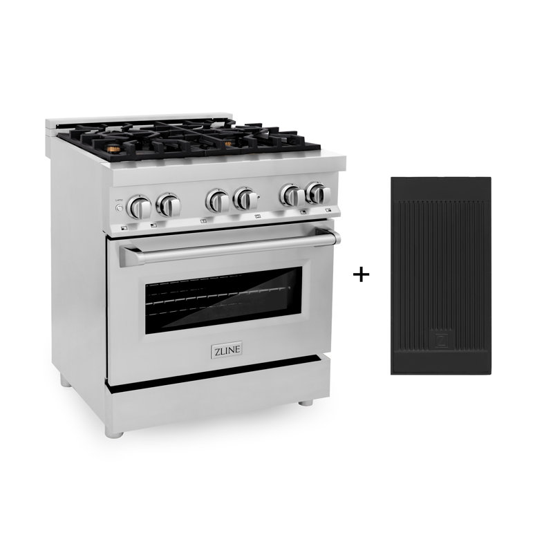 ZLINE 30" Stainless Steel Dual Fuel Range with 4 Burners and Griddle