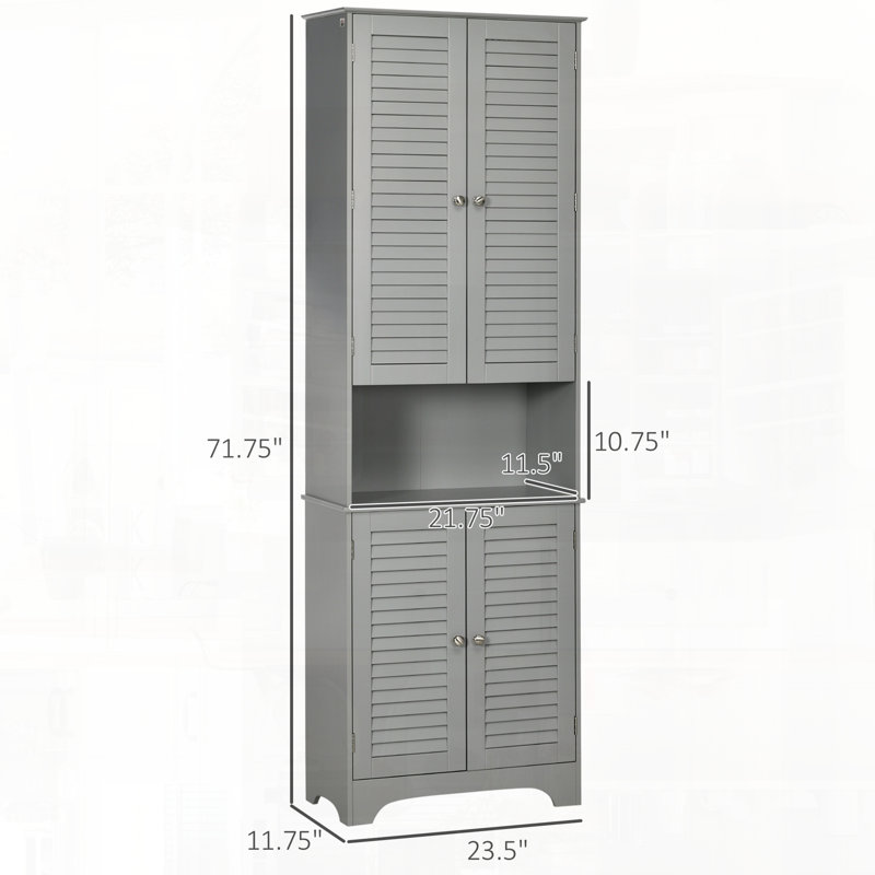 Grande armoire de rangement étroite avec portes et tablette réglable, Gris