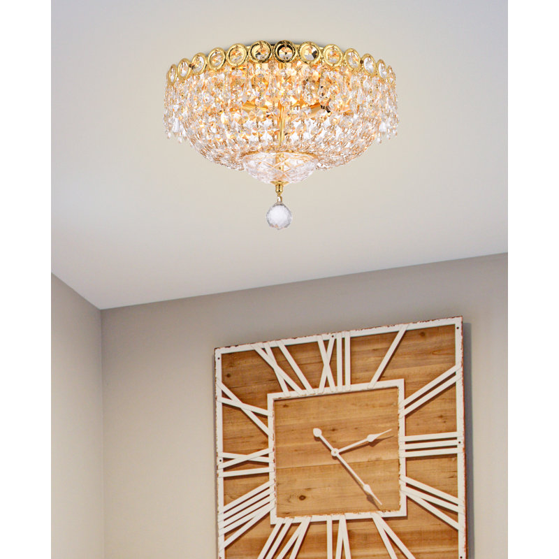 Stoltz Crystal Semi Flush Mount, 10" H x 14" W x 14" D, Gold