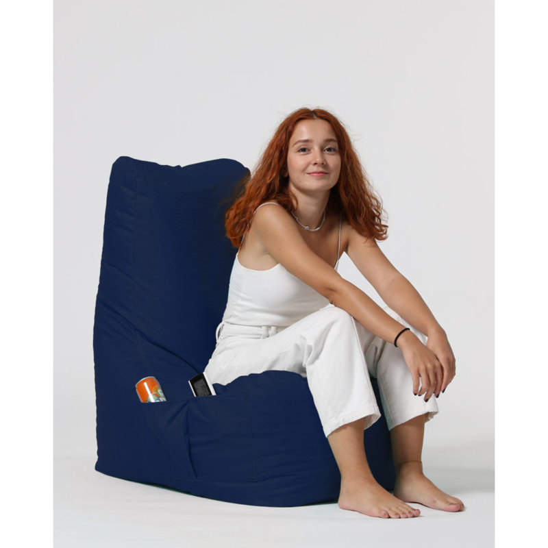Petit fauteuil à billes, Polyester à 100 % bleu foncé