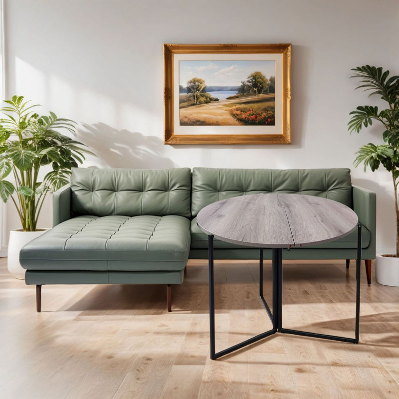43" D Round Folding Card Table – Space-Saving Trifold Design with Iron Base and Engineered Wood Top, Natural, 43"