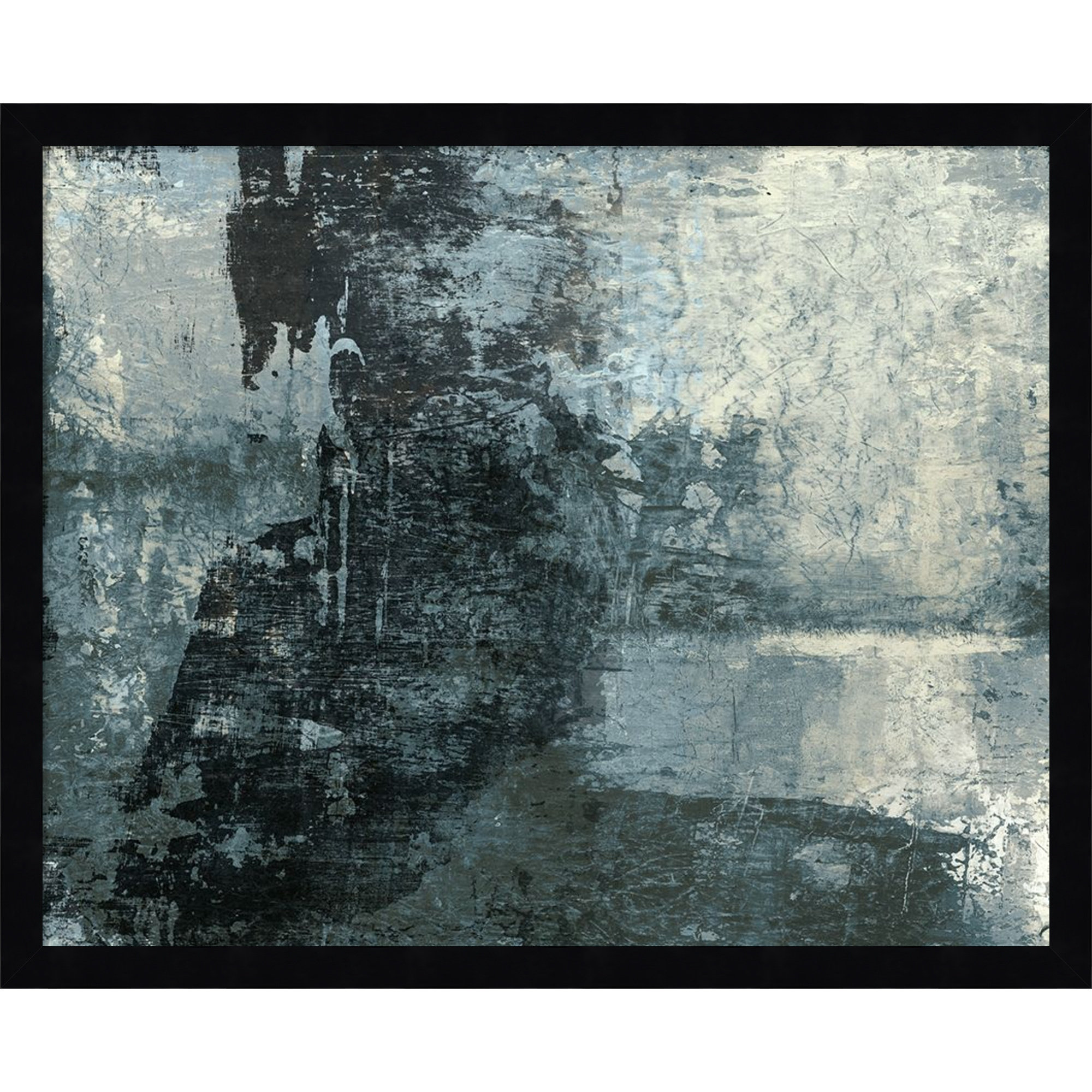 Black and Grey and Blue III by Fresno Wood Framed Wall Art Print, Black, 17" H x 21" W