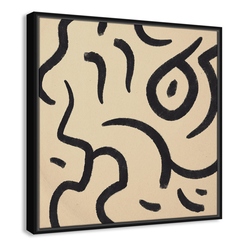 Calculé coups de pinceau - reproduction de cadre flottant sur toile, H 25,5 po x l 25,5 po x P 2 po, Noir