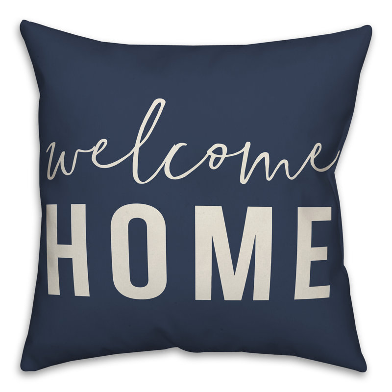 Housse de coussin d'extérieur carré Welcome Home, Bleu