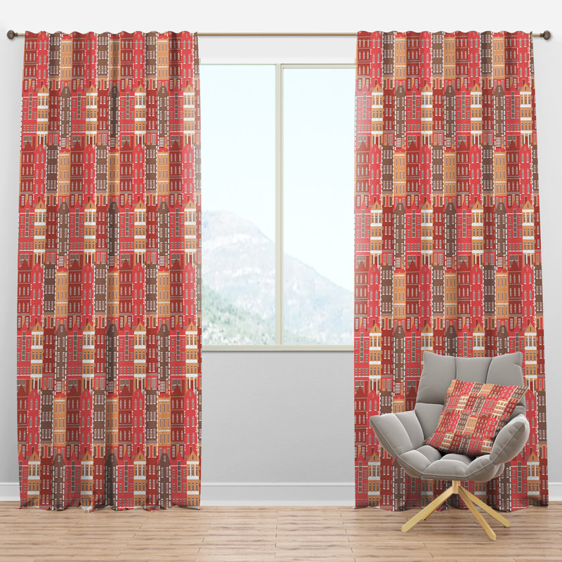 Panneau de rideau simple semi-diaphane avec passe-tringle Mid-Century, l 52 po x L 120 po