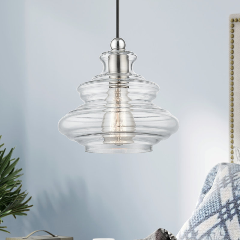 Luminaire suspendu géométrique 1 lumière Vermontville, Nickel brossé