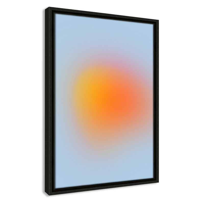 Imprimé néon orange brillant, Pas de tapis, Cadre flottant espresso, H 19,5 po x l 13,5 po x P 2 po