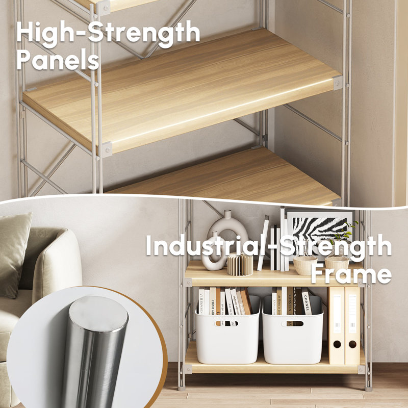 Support de rangement industriel moderne avec tablettes fixes, (3 tablettes) H 35 po x l 24 po x P 12 po, Jaune / argenté