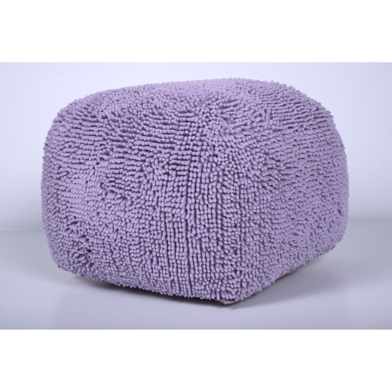 Repose-pieds en microfibre carrée en chenille teinté lavande