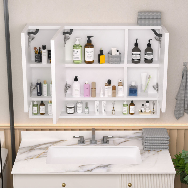 Armoires de salle de bain avec miroirs, lumières DEL et compartiments de rangement