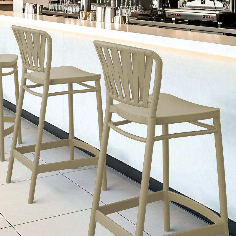 Newport Outdoor Barstool, 25.6", Taupe