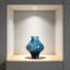 Vase en verre bleu soufflé à la main, vase d'artisan moderne pour la maison et le bureau, pièce maîtresse unique pour table, tablette ou manteau de cheminée