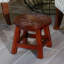 Carved Wooden Step Stool, Floral, Cherry-479790862