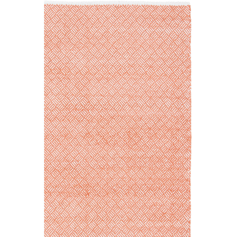 Tapis orange en coton tissé à la main à motif géométrique Evansdale, Rectangle 3 pi x 5 pi