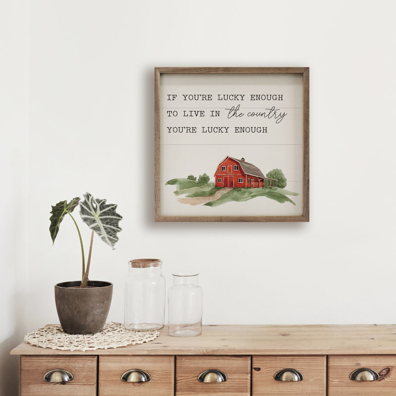 Live In The Country Red Barn White, 4" H x 4" W x 1" D