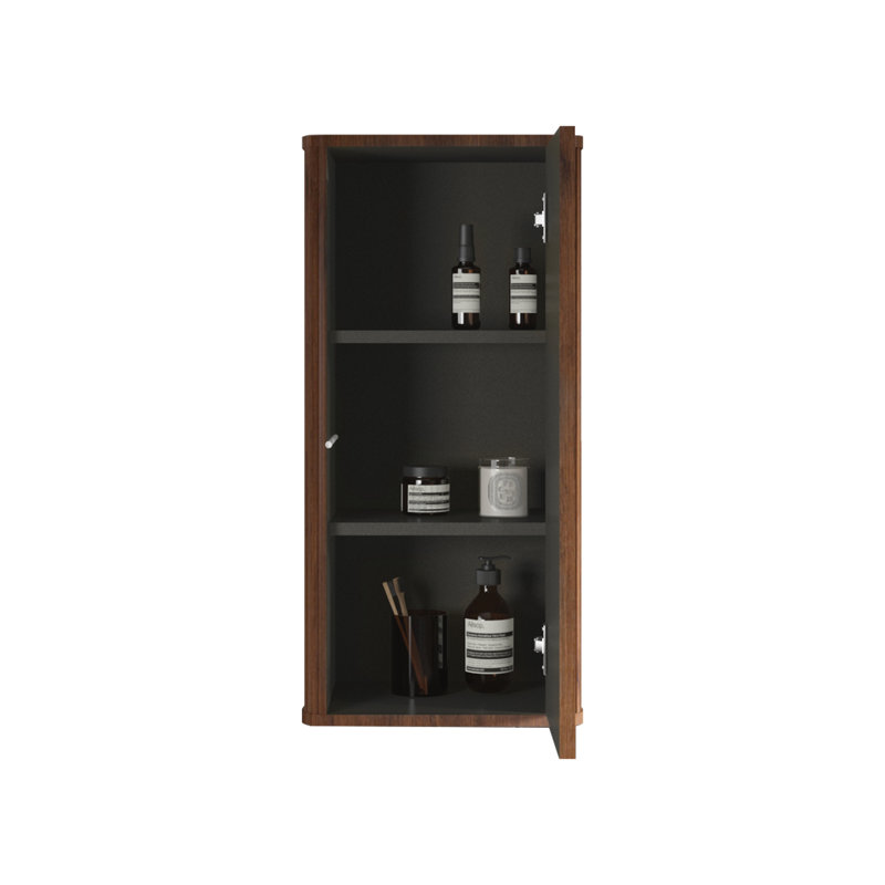Armoire latérale flottante rayée pour salle de bain, armoire de rangement murale pour petits espaces, pré-assemblée, Noyer
