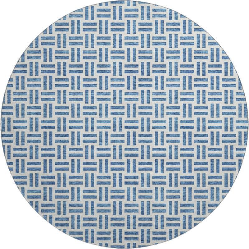 Premium Machine Washable Prisco Denim Rug, Round 8'