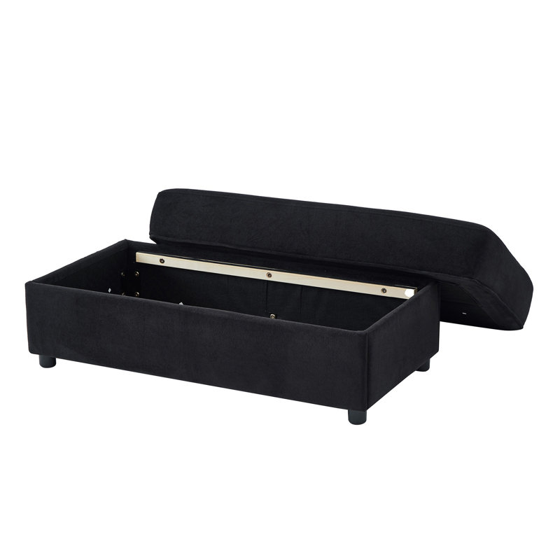 Fauteuil en chenille avec repose-pieds avec rangement, Noir
