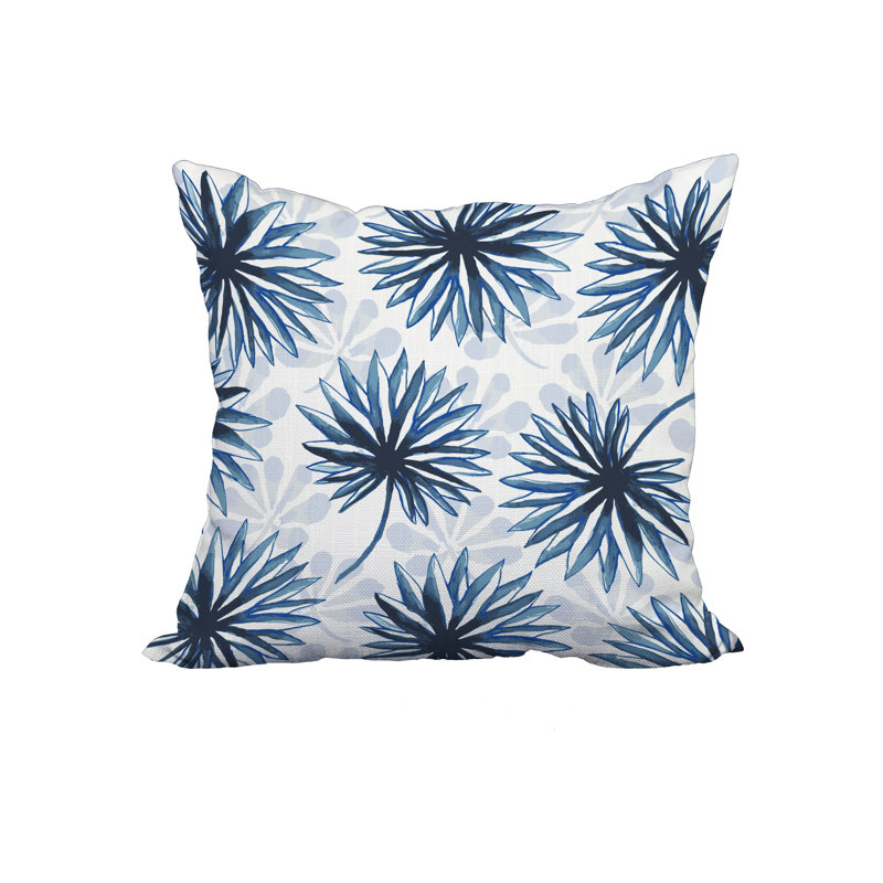 Housse de coussin en coton Floral, 18 po x 18 po, Bleu