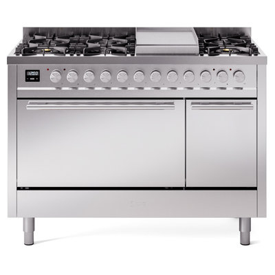 ILVE Professional Plus II 48 in Dual Fuel Range 8 Burner, Griddle