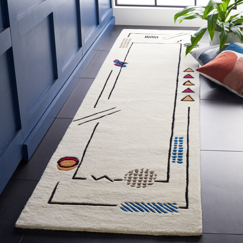 Tapis en laine touffeté à la main Briahnna, Tapis de couloir 2 pi 3 po x 8 pi